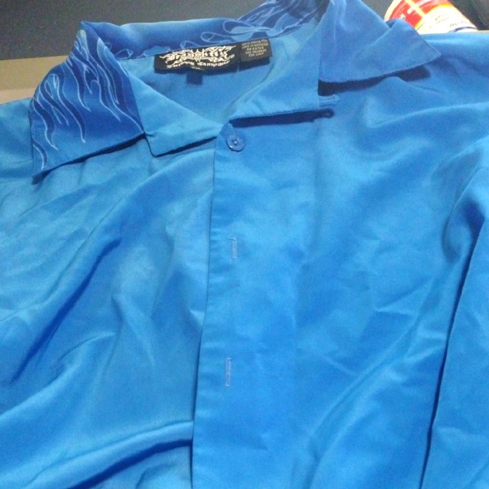 Vintage Dragonfly Clothing Blue Flames Shirt XXL